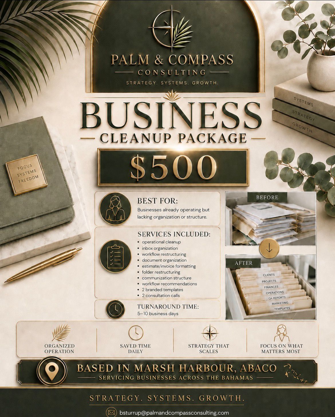 Business Cleanup Package Palm & Compass service graphic