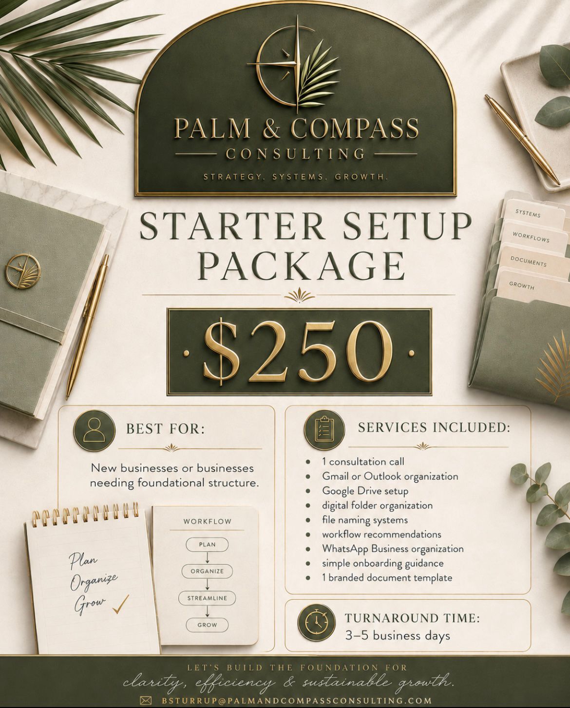 Starter Setup Package Palm & Compass service graphic